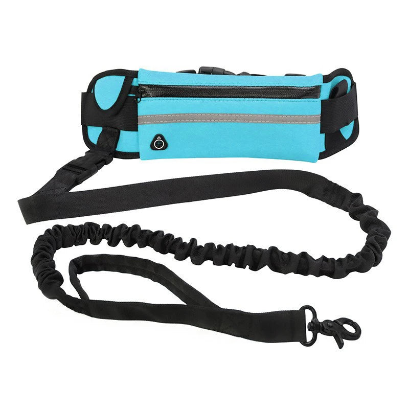 Hands-Free Reflective Dog Leash with Waist Bag – Retractable & Elastic for Running and Walking